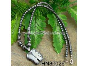 Hematite Elephant Pendant Beads Stone Chain Choker Fashion Women Necklace